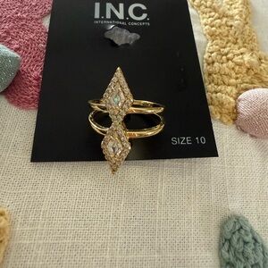 INC International Concepts Gold and Silver Diamond-Shaped Ring
